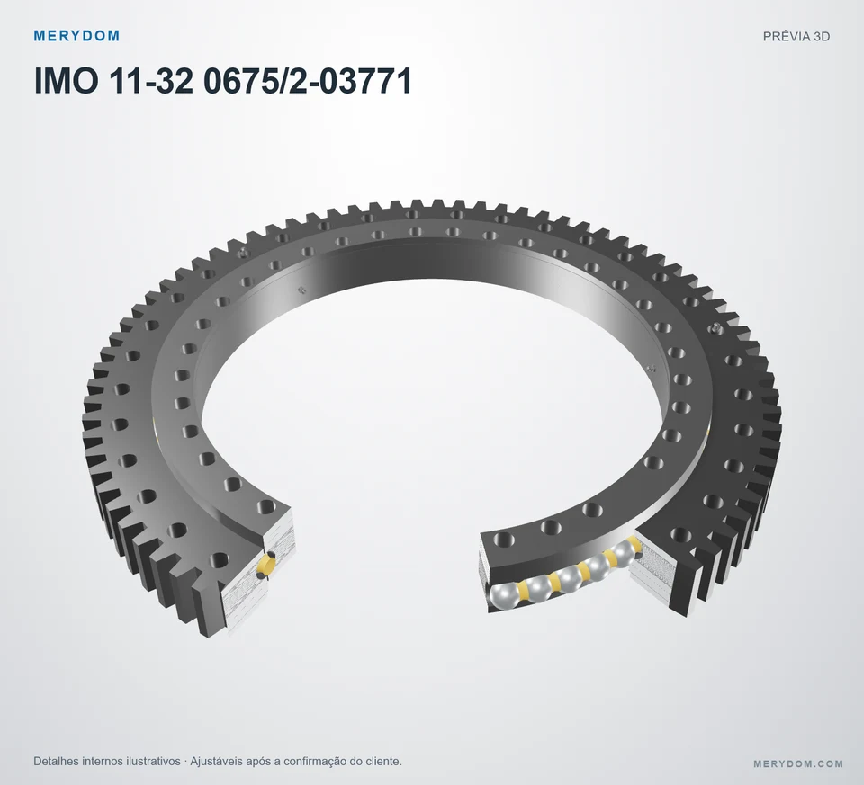 Prévia do modelo 3D do rolamento de giro de substituição MERYDOM para IMO 11-32 0675/2-03771.