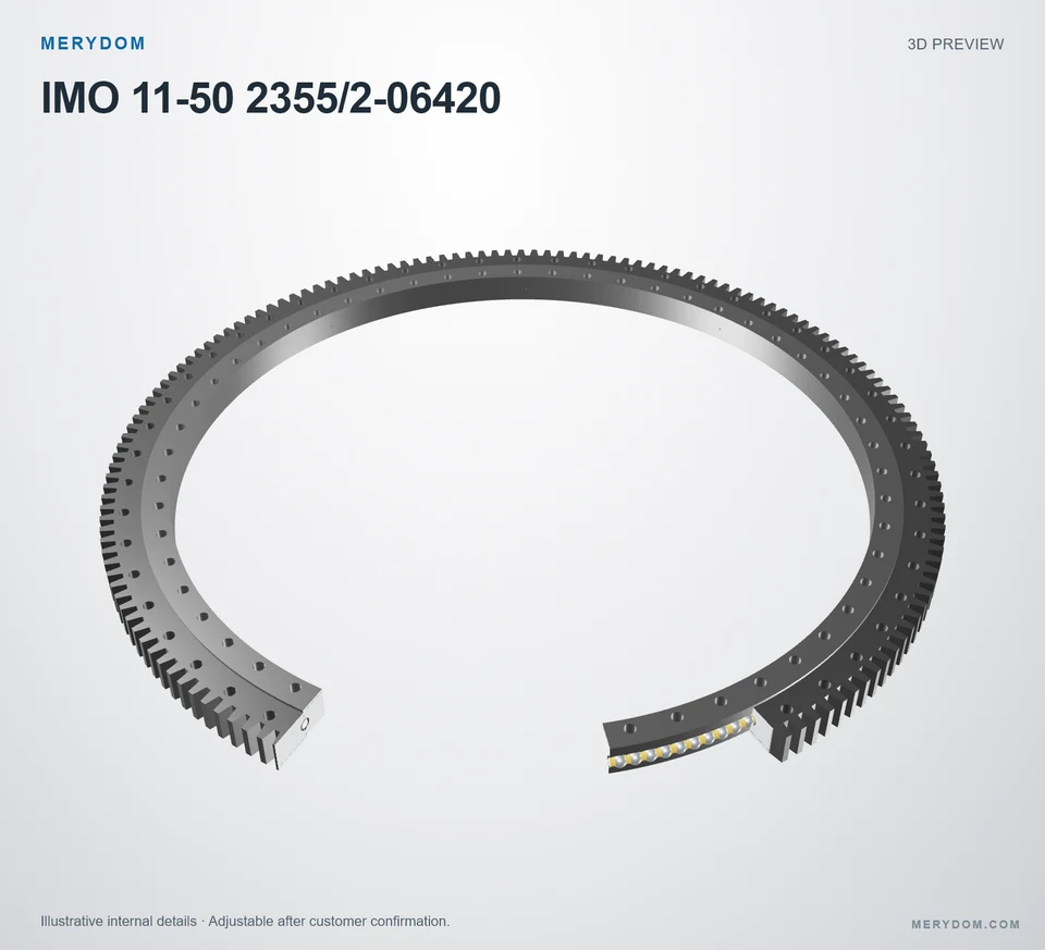 3D model preview of the MERYDOM replacement slewing bearing for IMO 11-50 2355/2-06420.
