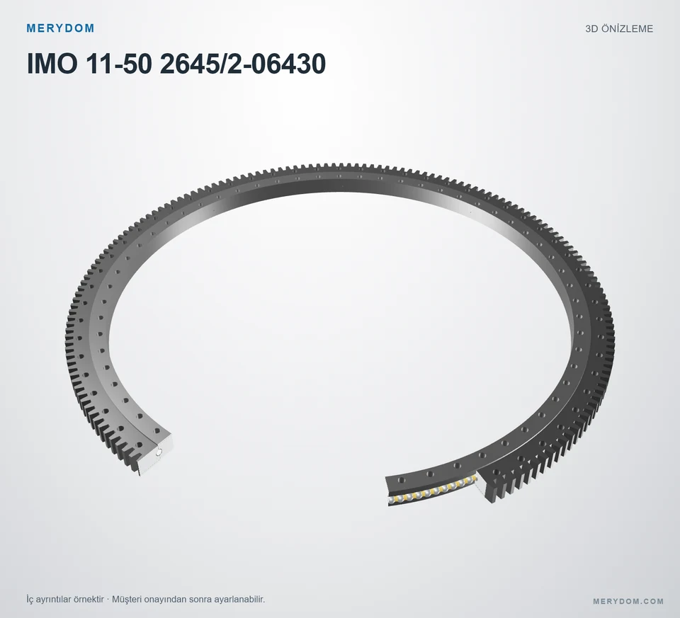 IMO 11-50 2645/2-06430 için MERYDOM muadil döner tabla rulmanının 3D model önizlemesi.