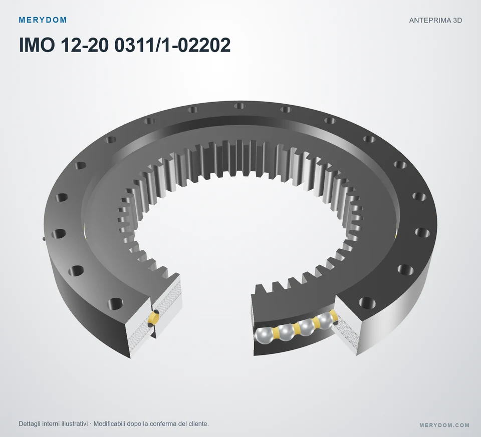 Anteprima del modello 3D del cuscinetto di rotazione sostitutivo MERYDOM per IMO 12-20 0311/1-02202.