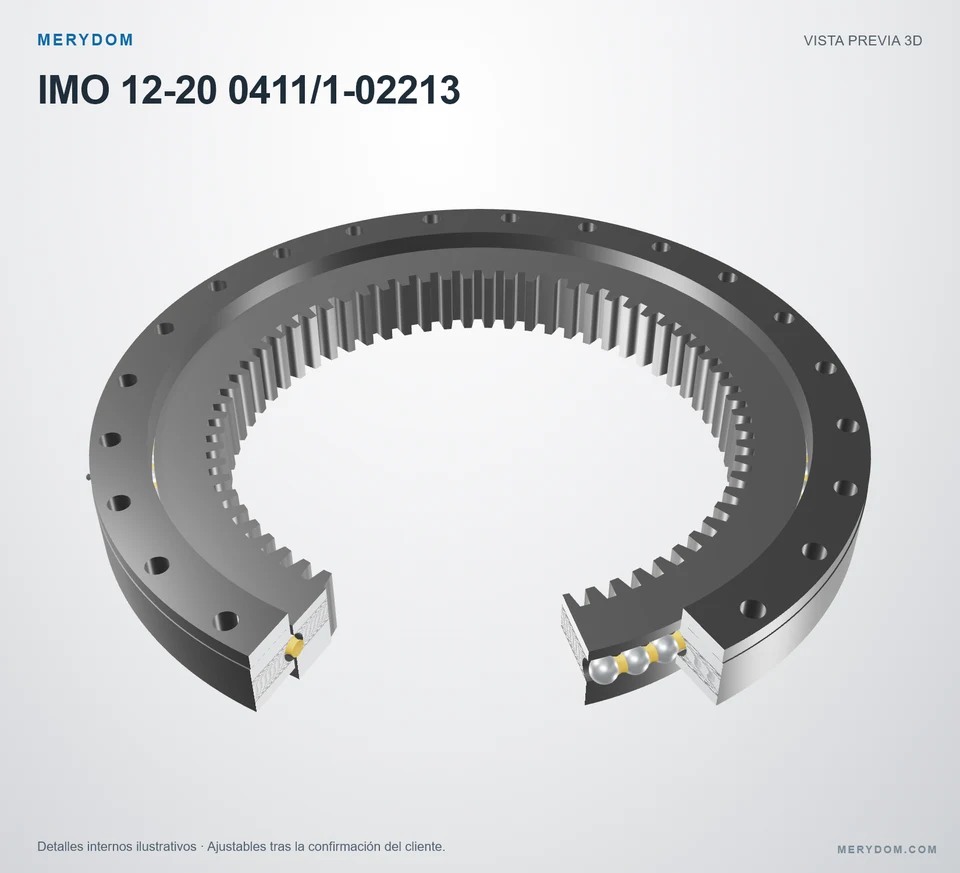 Vista previa del modelo 3D de la corona de giro de sustitución MERYDOM para IMO 12-20 0411/1-02213.
