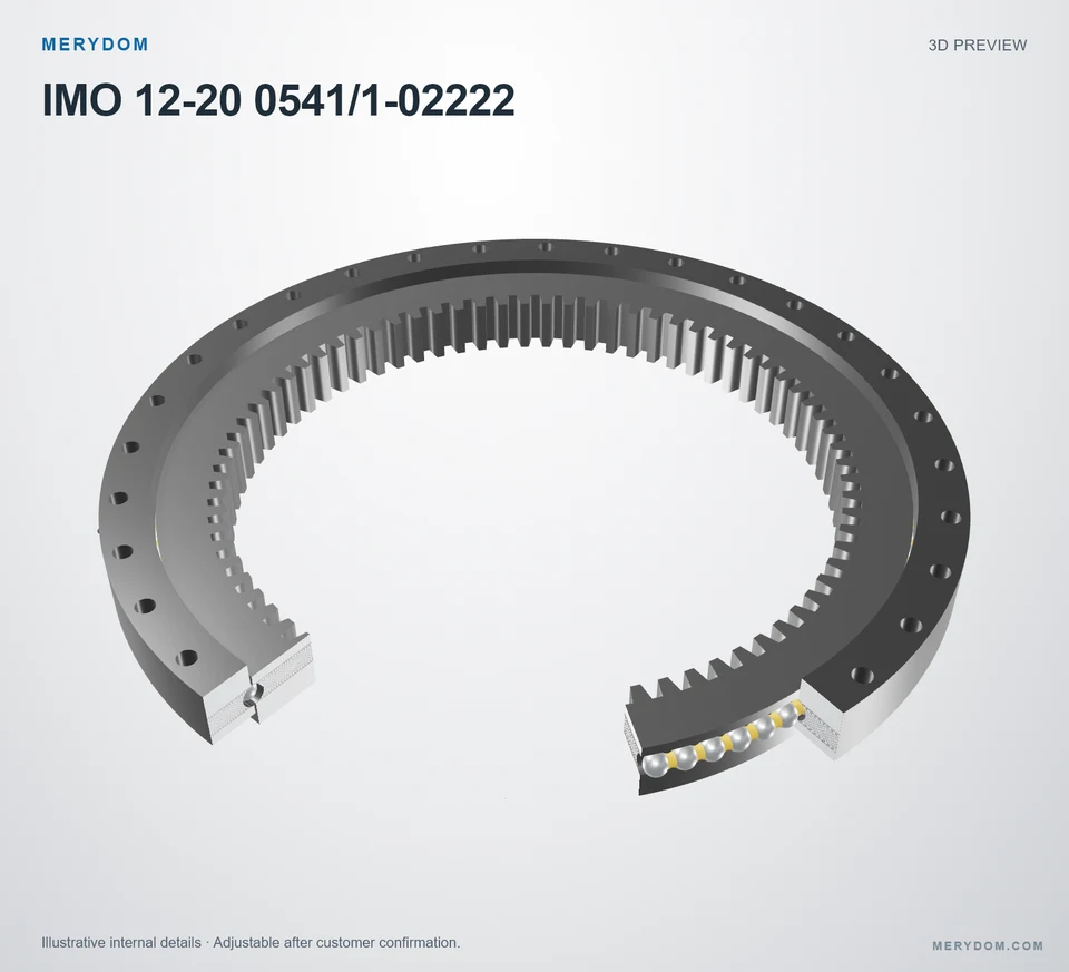 3D model preview of the MERYDOM replacement slewing bearing for IMO 12-20 0541/1-02222.