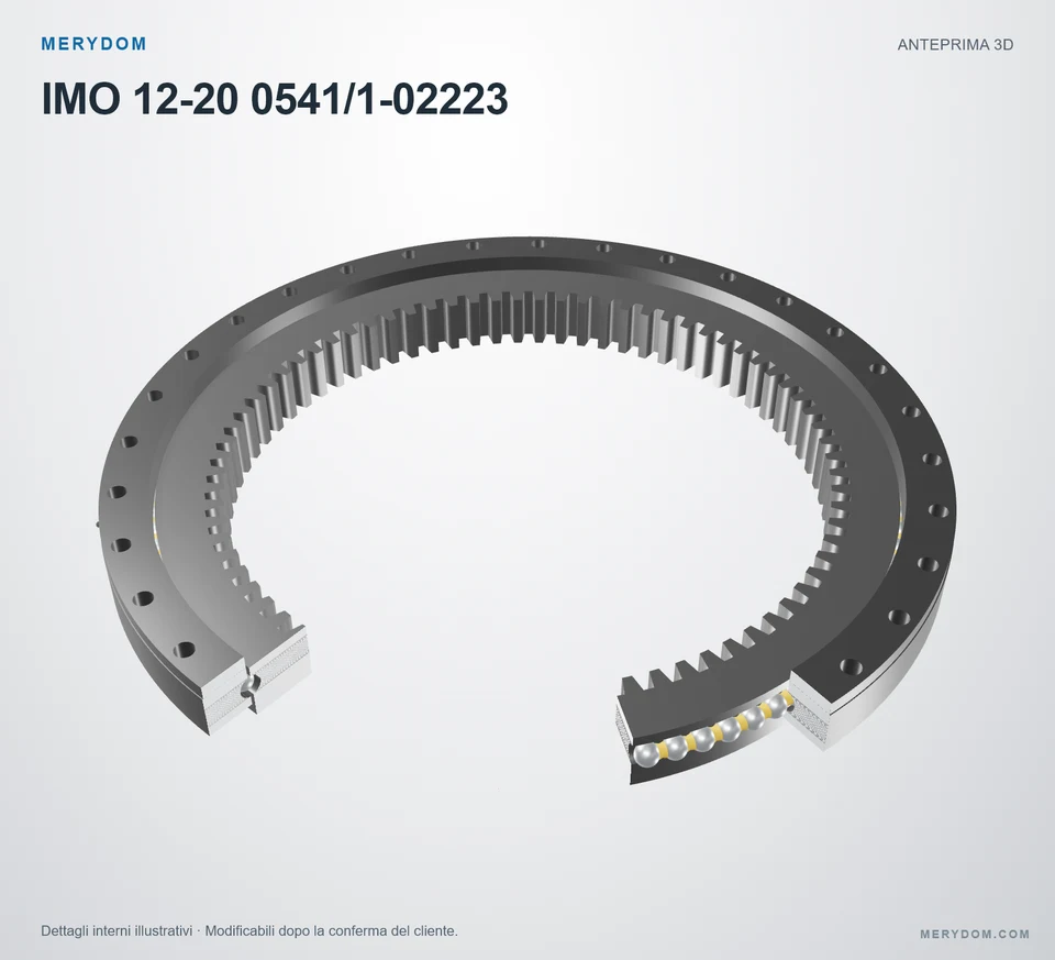 Anteprima del modello 3D del cuscinetto di rotazione sostitutivo MERYDOM per IMO 12-20 0541/1-02223.