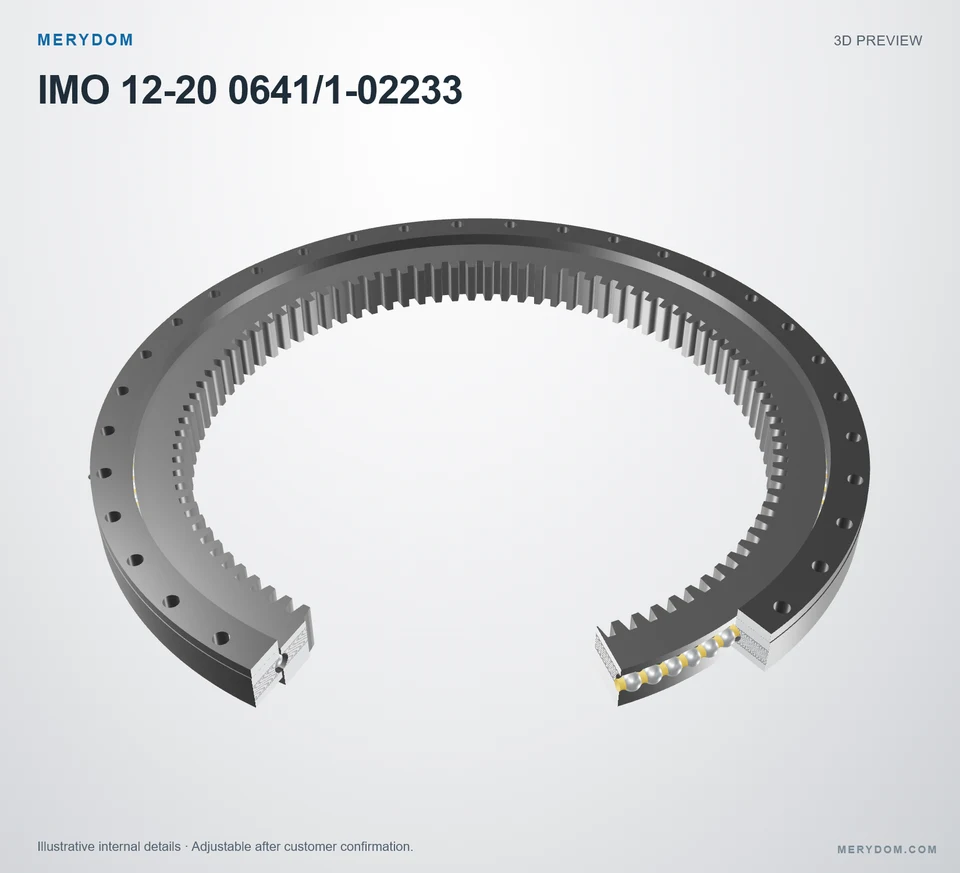 3D model preview of the MERYDOM replacement slewing bearing for IMO 12-20 0641/1-02233.