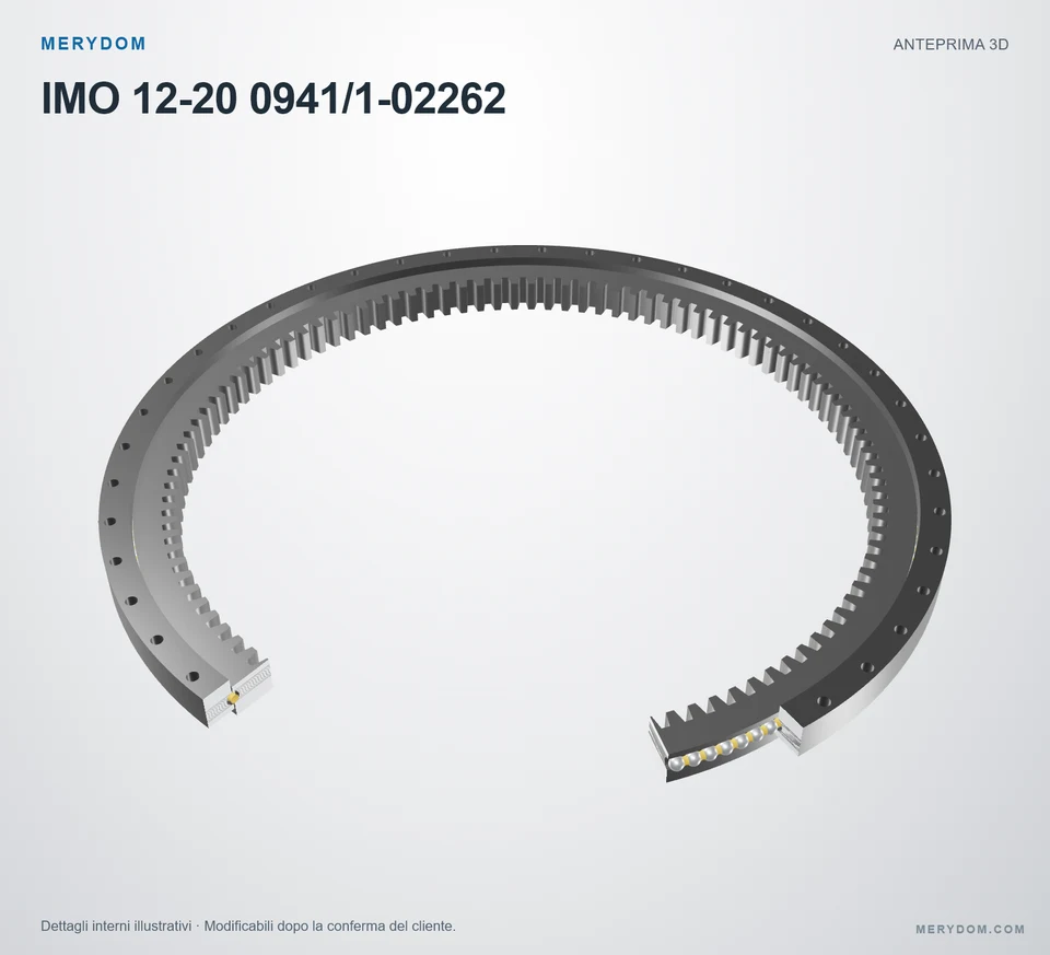 Anteprima del modello 3D del cuscinetto di rotazione sostitutivo MERYDOM per IMO 12-20 0941/1-02262.
