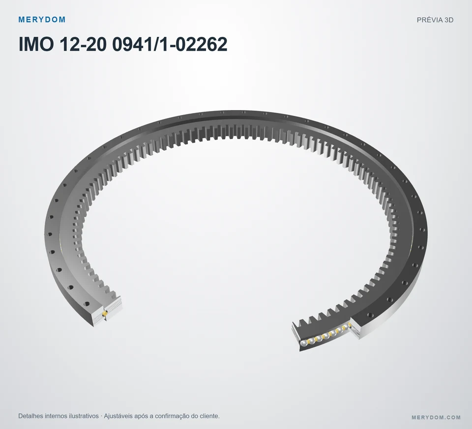 Prévia do modelo 3D do rolamento de giro de substituição MERYDOM para IMO 12-20 0941/1-02262.