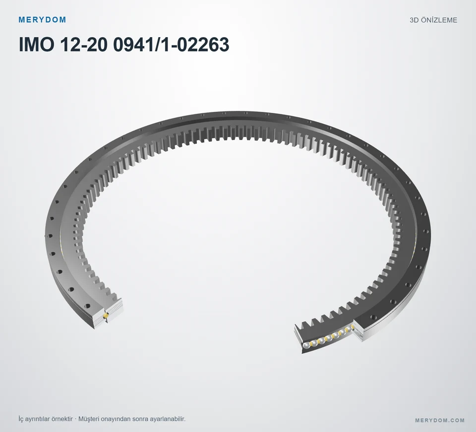 IMO 12-20 0941/1-02263 için MERYDOM muadil döner tabla rulmanının 3D model önizlemesi.
