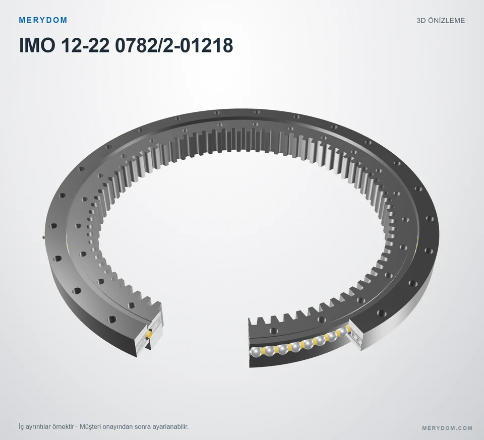 IMO 12-22 0782/2-01218 için MERYDOM muadil döner tabla rulmanının 3D model önizlemesi.