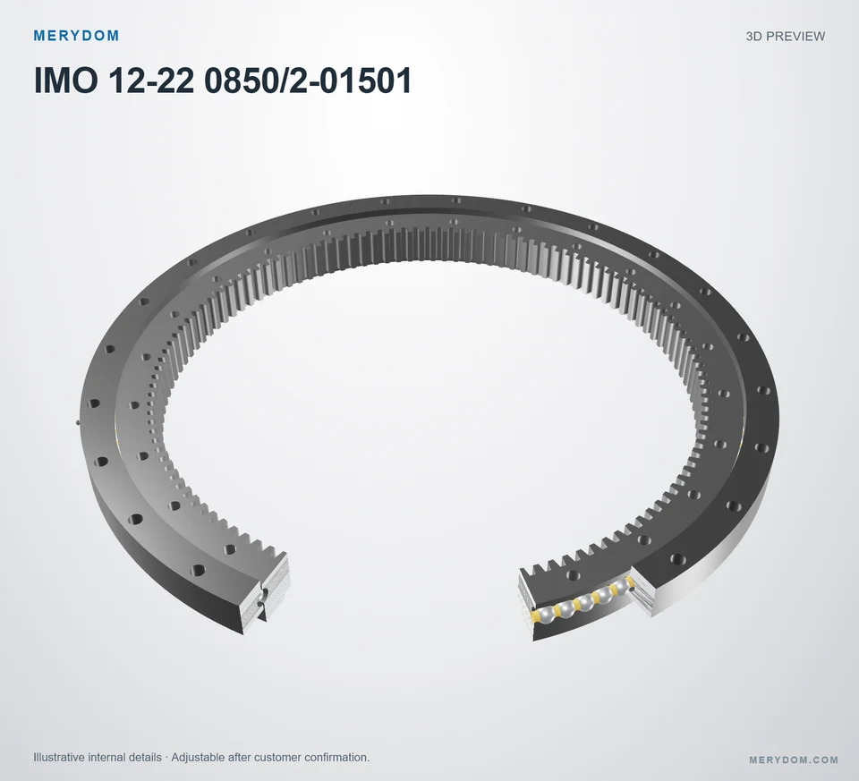 3D model preview of the MERYDOM replacement slewing bearing for IMO 12-22 0850/2-01501.