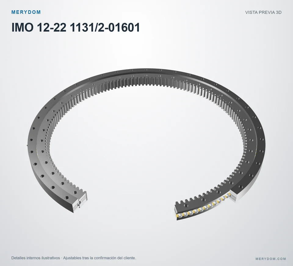 Vista previa del modelo 3D de la corona de giro de sustitución MERYDOM para IMO 12-22 1131/2-01601.