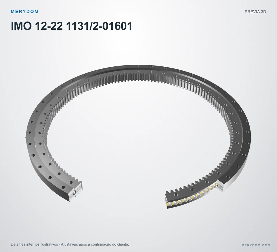 Prévia do modelo 3D do rolamento de giro de substituição MERYDOM para IMO 12-22 1131/2-01601.