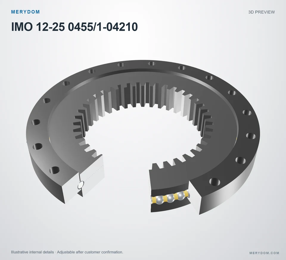 3D model preview of the MERYDOM replacement slewing bearing for IMO 12-25 0455/1-04210.