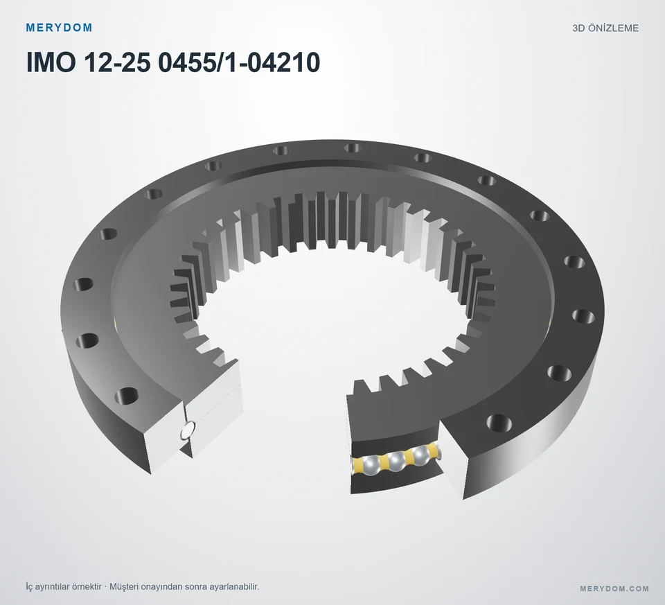 IMO 12-25 0455/1-04210 için MERYDOM muadil döner tabla rulmanının 3D model önizlemesi.