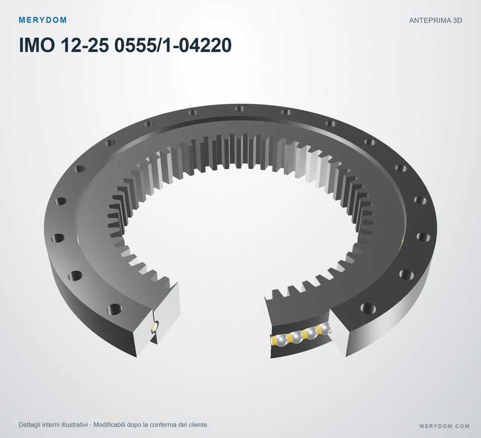 Anteprima del modello 3D del cuscinetto di rotazione sostitutivo MERYDOM per IMO 12-25 0555/1-04220.