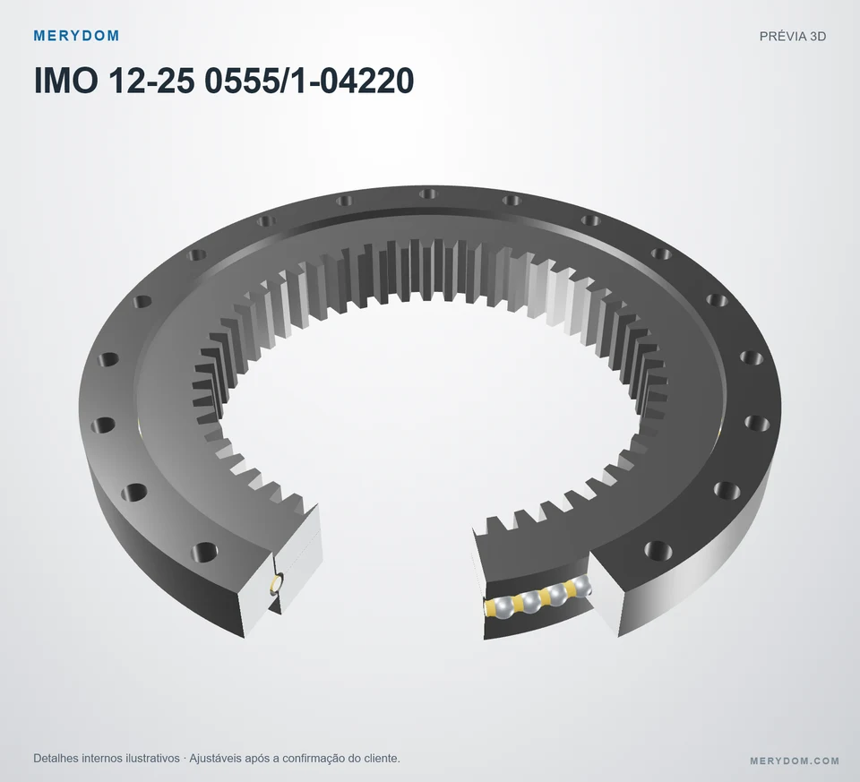 Prévia do modelo 3D do rolamento de giro de substituição MERYDOM para IMO 12-25 0555/1-04220.