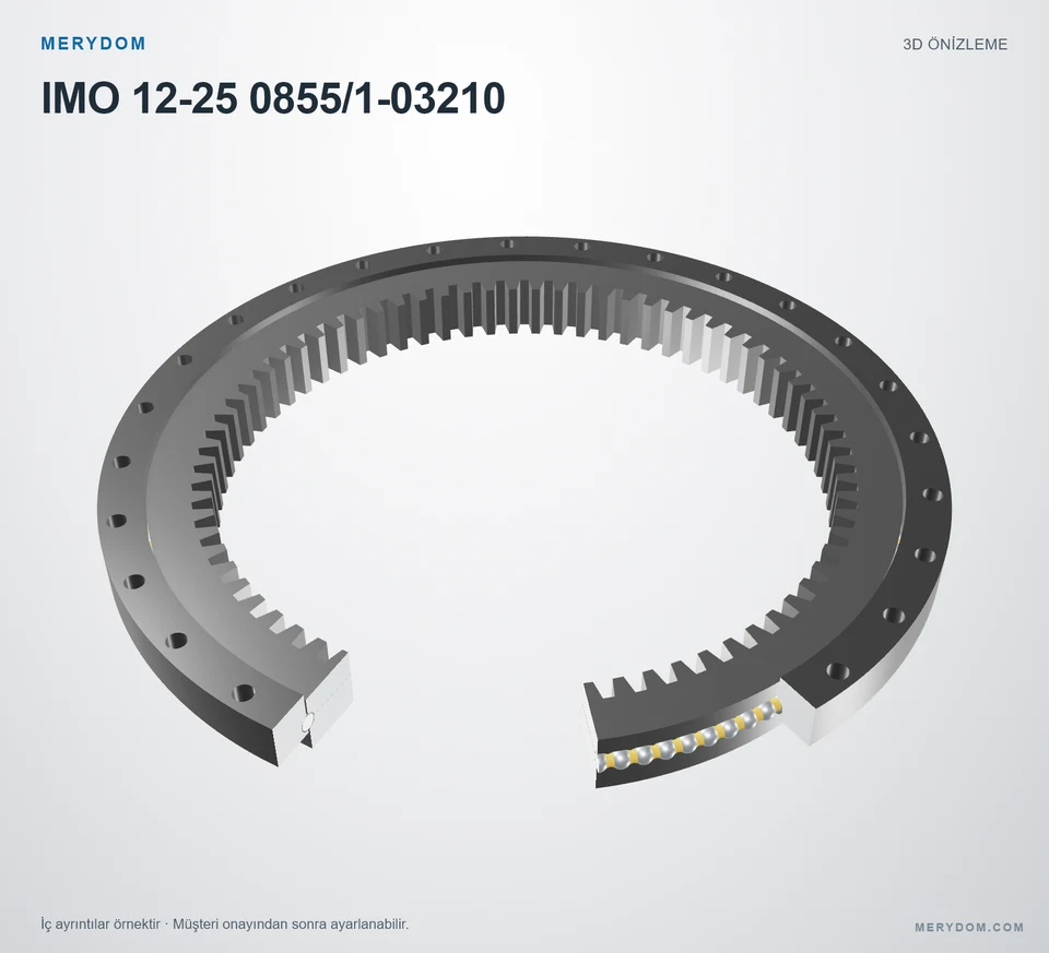 IMO 12-25 0855/1-03210 için MERYDOM muadil döner tabla rulmanının 3D model önizlemesi.