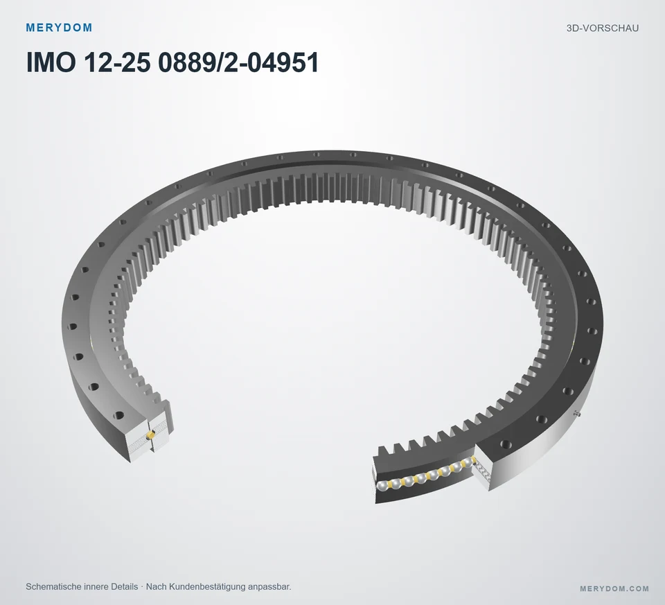 Vorschau des 3D-Modells des MERYDOM-Ersatzdrehkranzes für IMO 12-25 0889/2-04951.