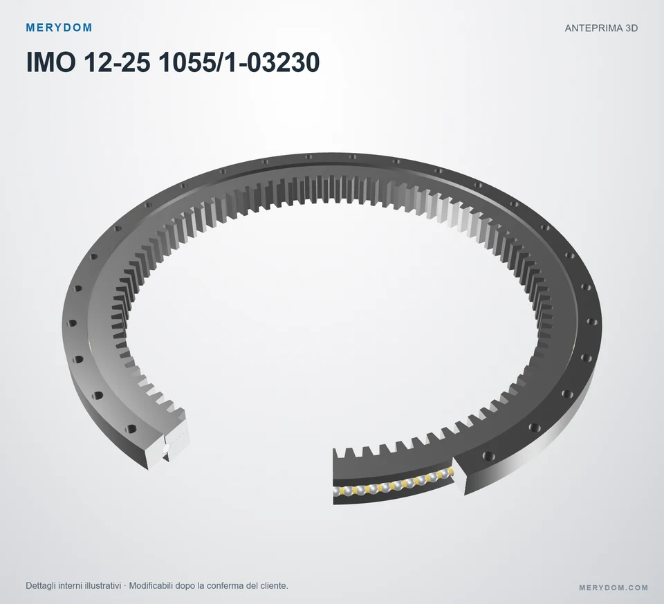 Anteprima del modello 3D del cuscinetto di rotazione sostitutivo MERYDOM per IMO 12-25 1055/1-03230.
