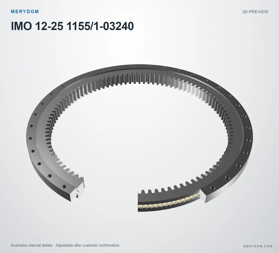 3D model preview of the MERYDOM replacement slewing bearing for IMO 12-25 1155/1-03240.