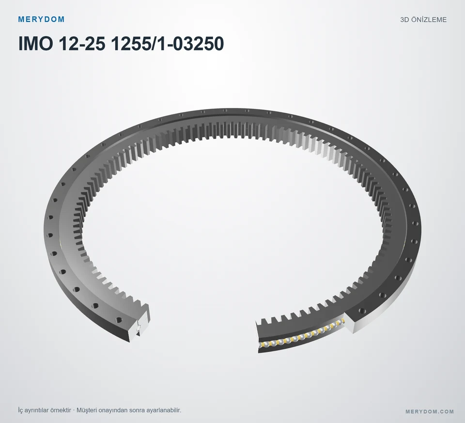 IMO 12-25 1255/1-03250 için MERYDOM muadil döner tabla rulmanının 3D model önizlemesi.