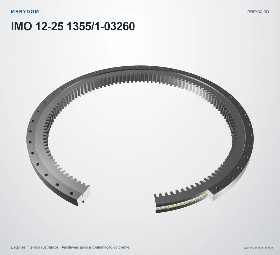 Prévia do modelo 3D do rolamento de giro de substituição MERYDOM para IMO 12-25 1355/1-03260.