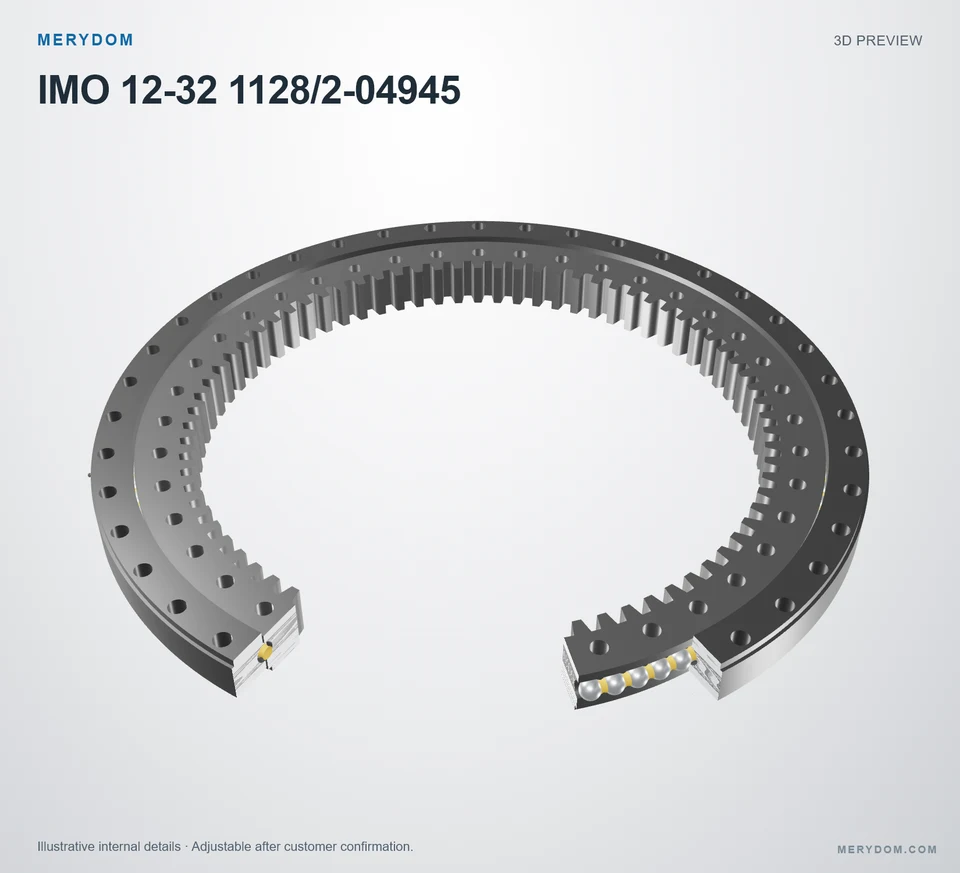 3D model preview of the MERYDOM replacement slewing bearing for IMO 12-32 1128/2-04945.