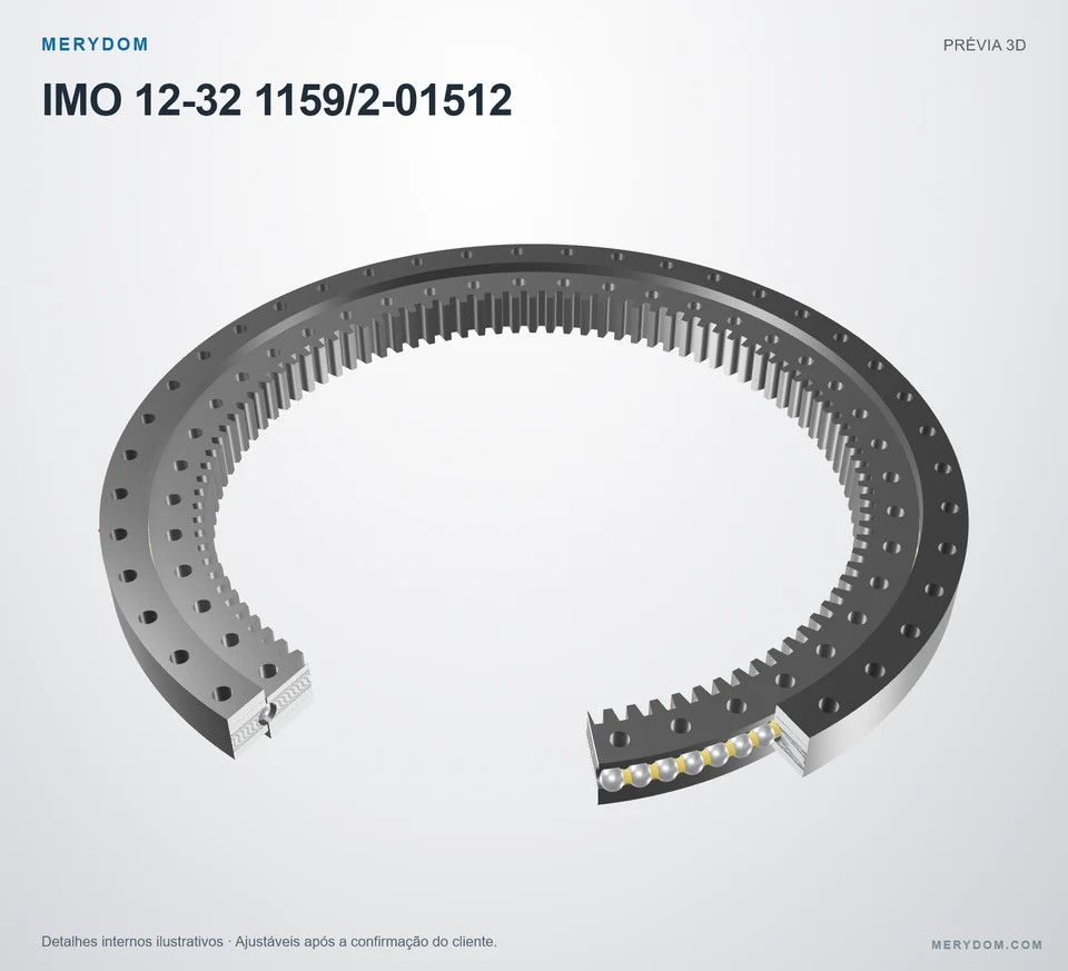 Prévia do modelo 3D do rolamento de giro de substituição MERYDOM para IMO 12-32 1159/2-01512.