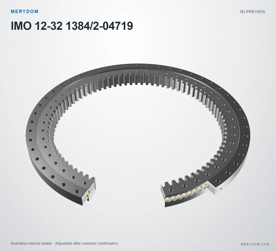 3D model preview of the MERYDOM replacement slewing bearing for IMO 12-32 1384/2-04719.