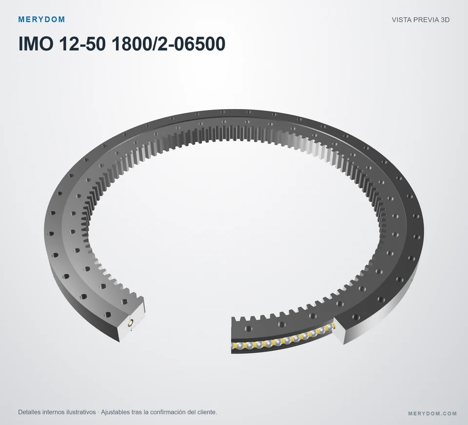 Vista previa del modelo 3D de la corona de giro de sustitución MERYDOM para IMO 12-50 1800/2-06500.