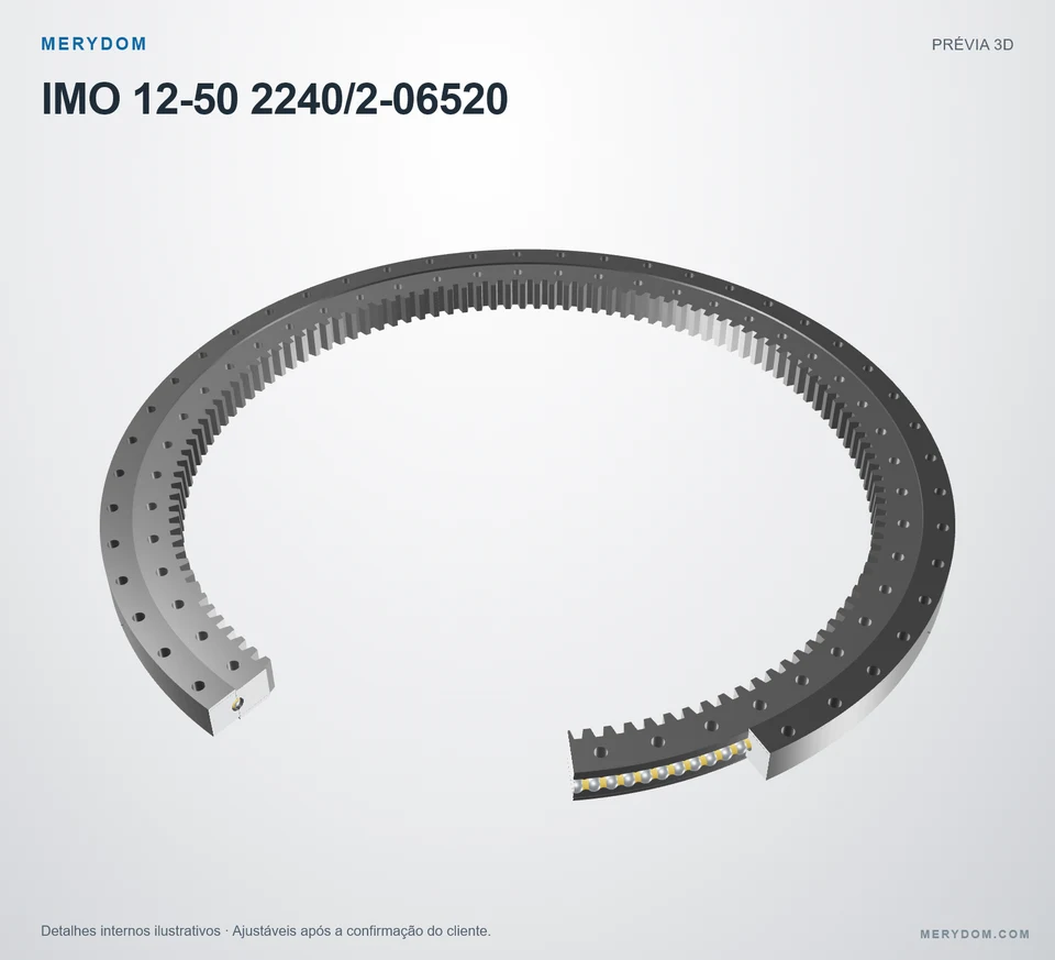 Prévia do modelo 3D do rolamento de giro de substituição MERYDOM para IMO 12-50 2240/2-06520.