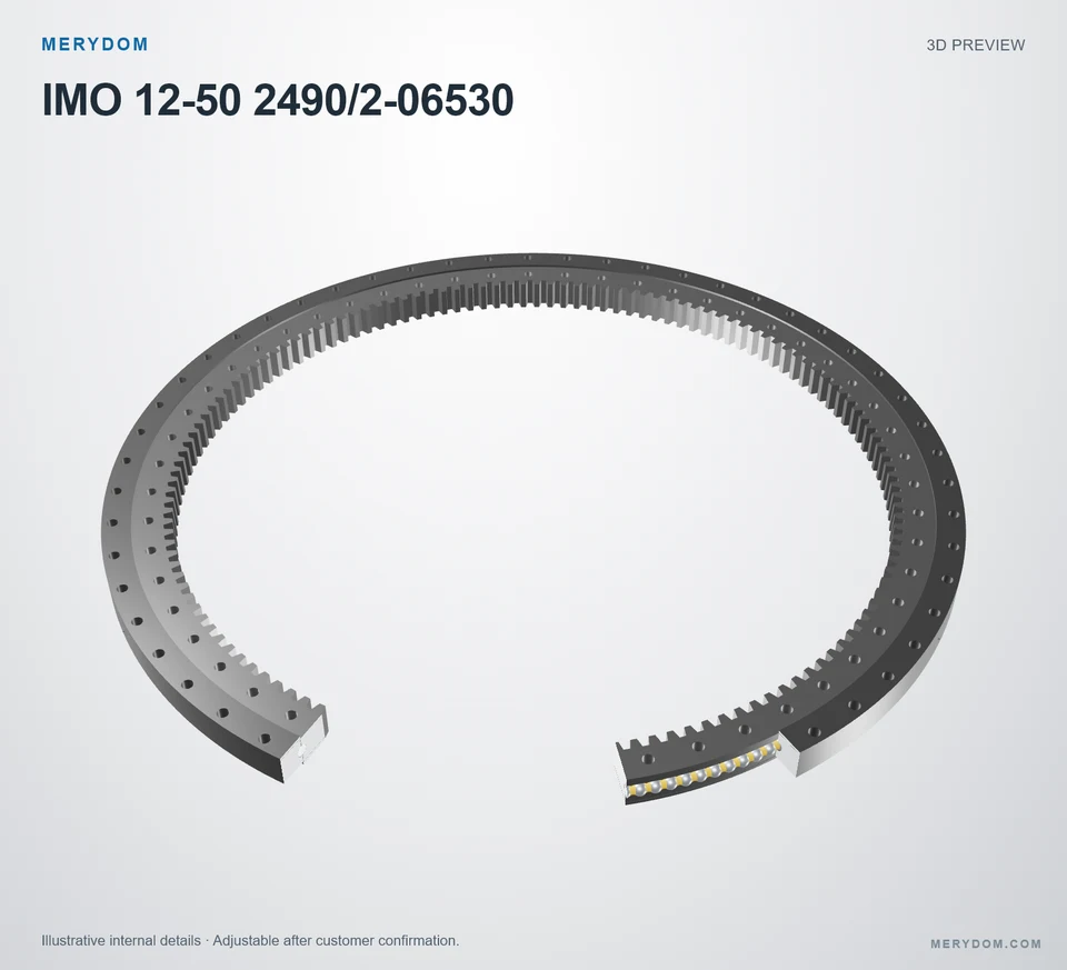 3D model preview of the MERYDOM replacement slewing bearing for IMO 12-50 2490/2-06530.