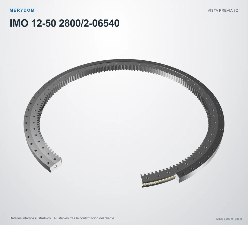 Vista previa del modelo 3D de la corona de giro de sustitución MERYDOM para IMO 12-50 2800/2-06540.