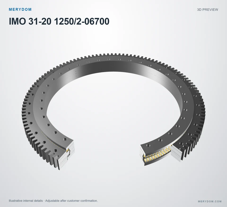 3D model preview of the MERYDOM replacement slewing bearing for IMO 31-20 1250/2-06700.