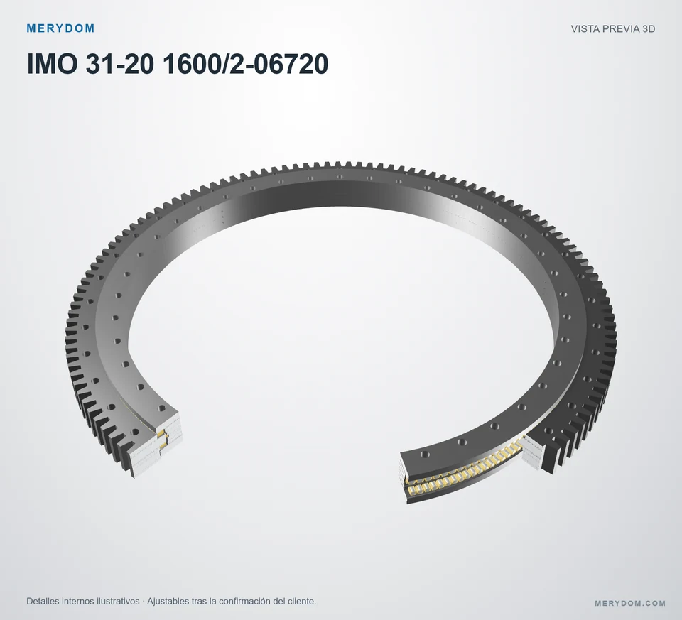 Vista previa del modelo 3D de la corona de giro de sustitución MERYDOM para IMO 31-20 1600/2-06720.
