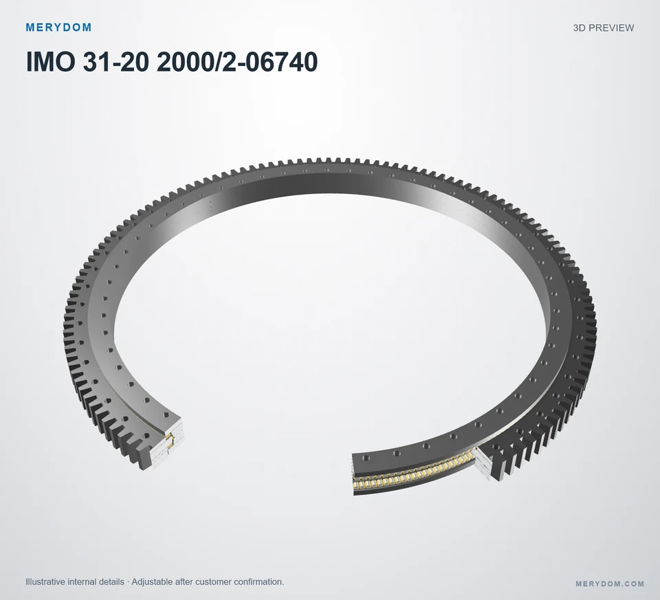 3D model preview of the MERYDOM replacement slewing bearing for IMO 31-20 2000/2-06740.
