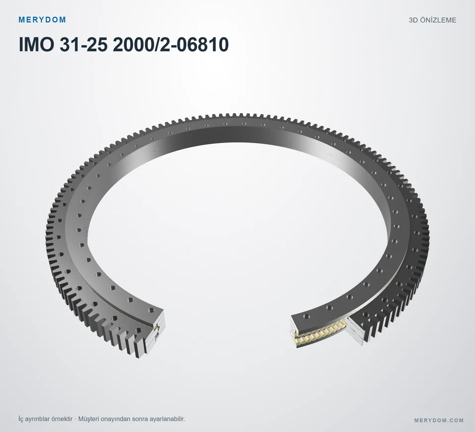 IMO 31-25 2000/2-06810 için MERYDOM muadil döner tabla rulmanının 3D model önizlemesi.