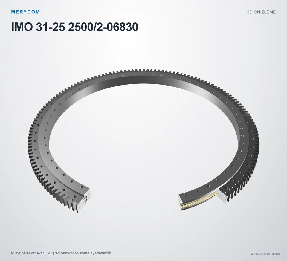 IMO 31-25 2500/2-06830 için MERYDOM muadil döner tabla rulmanının 3D model önizlemesi.