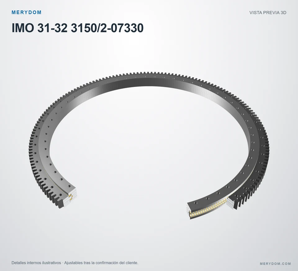 Vista previa del modelo 3D de la corona de giro de sustitución MERYDOM para IMO 31-32 3150/2-07330.