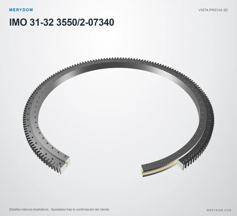 Vista previa del modelo 3D de la corona de giro de sustitución MERYDOM para IMO 31-32 3550/2-07340.