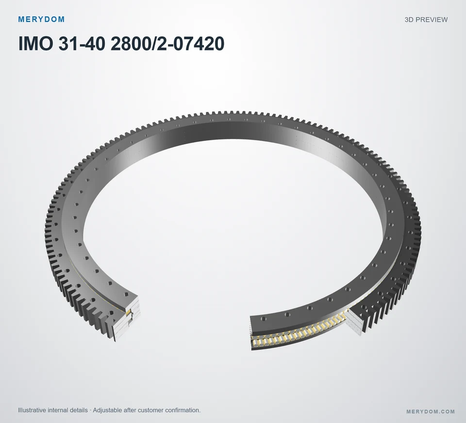 3D model preview of the MERYDOM replacement slewing bearing for IMO 31-40 2800/2-07420.