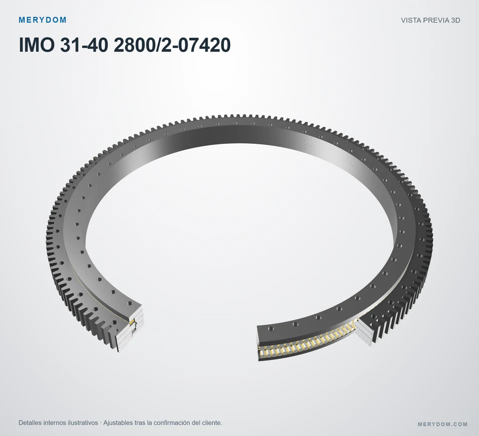 Vista previa del modelo 3D de la corona de giro de sustitución MERYDOM para IMO 31-40 2800/2-07420.