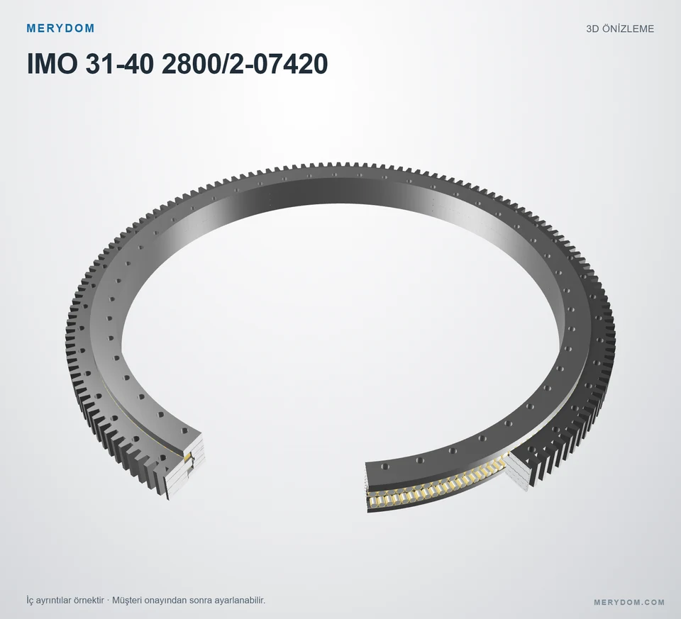 IMO 31-40 2800/2-07420 için MERYDOM muadil döner tabla rulmanının 3D model önizlemesi.