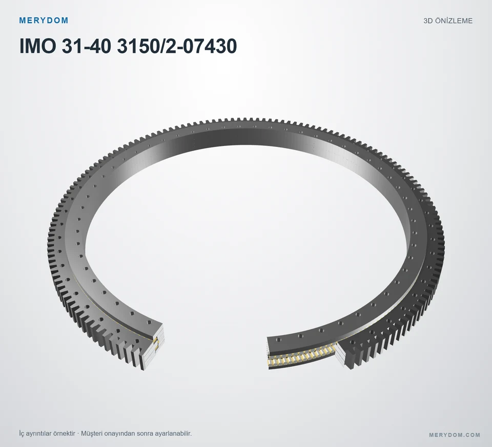 IMO 31-40 3150/2-07430 için MERYDOM muadil döner tabla rulmanının 3D model önizlemesi.