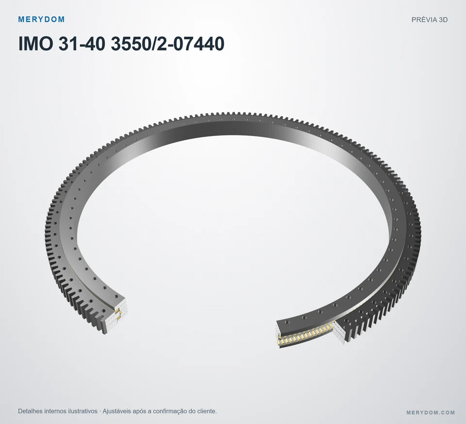 Prévia do modelo 3D do rolamento de giro de substituição MERYDOM para IMO 31-40 3550/2-07440.