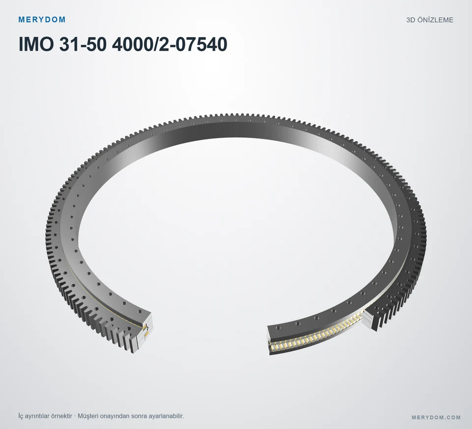 IMO 31-50 4000/2-07540 için MERYDOM muadil döner tabla rulmanının 3D model önizlemesi.