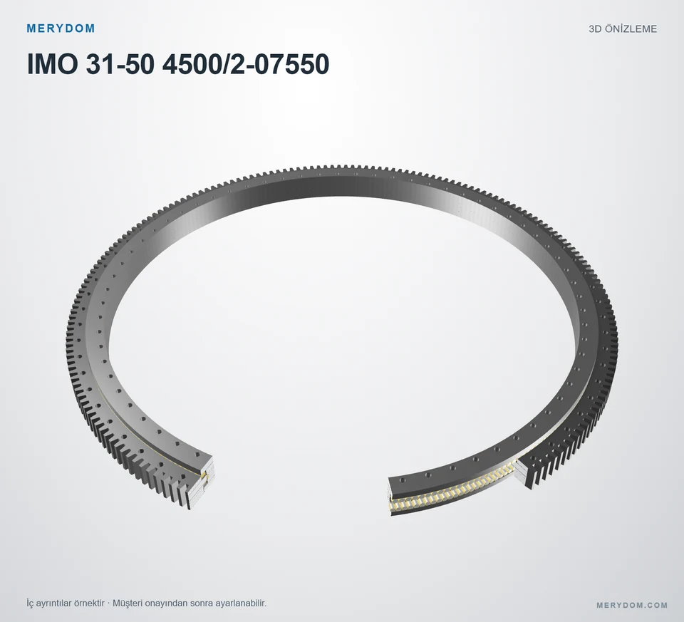 IMO 31-50 4500/2-07550 için MERYDOM muadil döner tabla rulmanının 3D model önizlemesi.