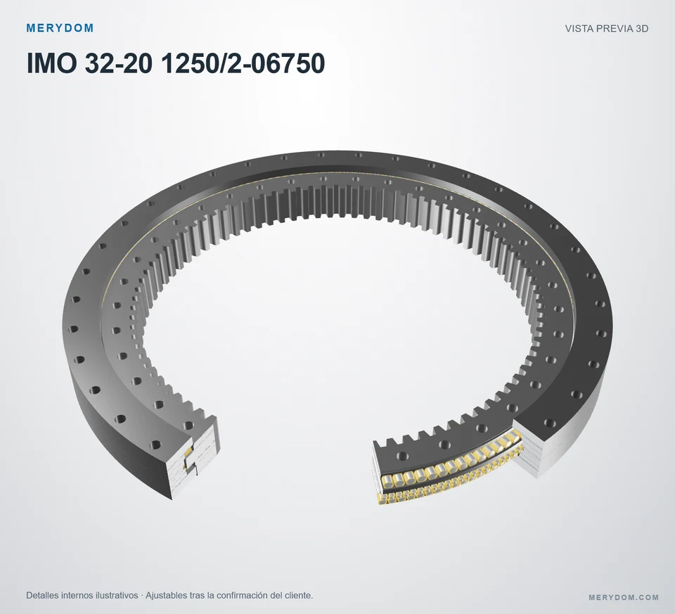 Vista previa del modelo 3D de la corona de giro de sustitución MERYDOM para IMO 32-20 1250/2-06750.