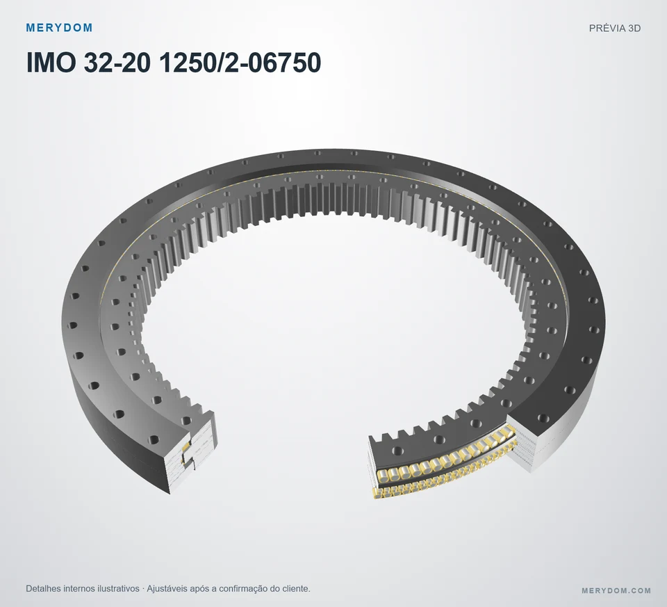 Prévia do modelo 3D do rolamento de giro de substituição MERYDOM para IMO 32-20 1250/2-06750.