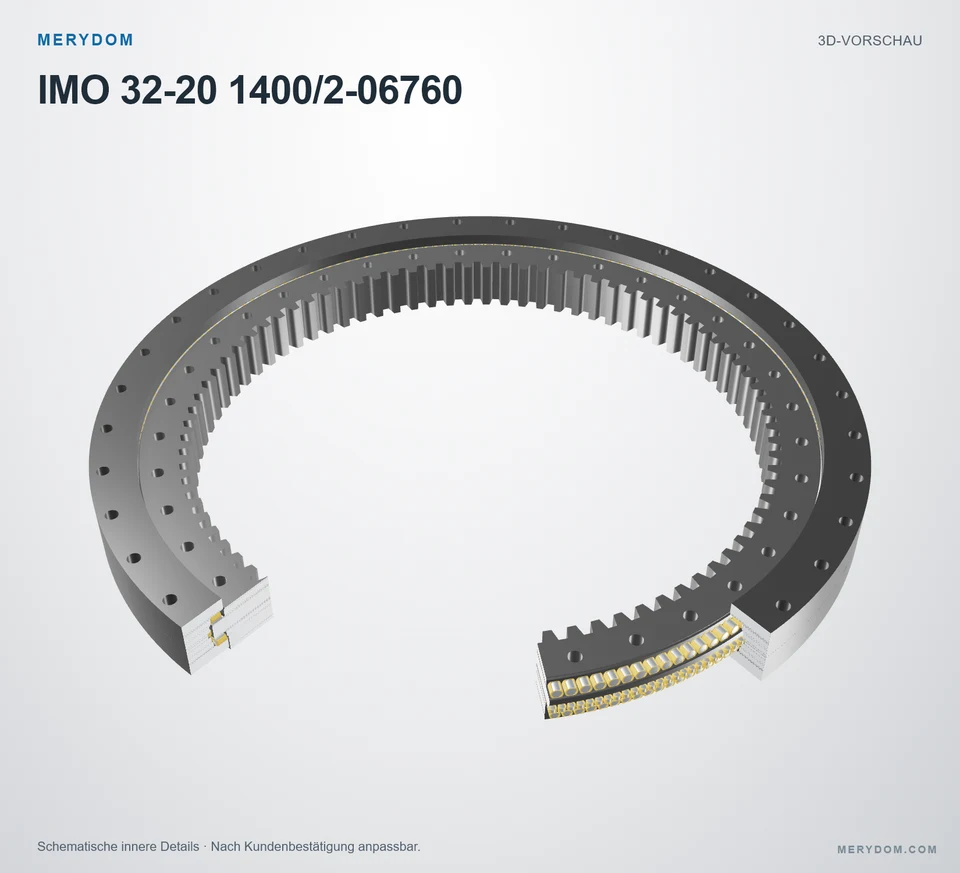 Vorschau des 3D-Modells des MERYDOM-Ersatzdrehkranzes für IMO 32-20 1400/2-06760.