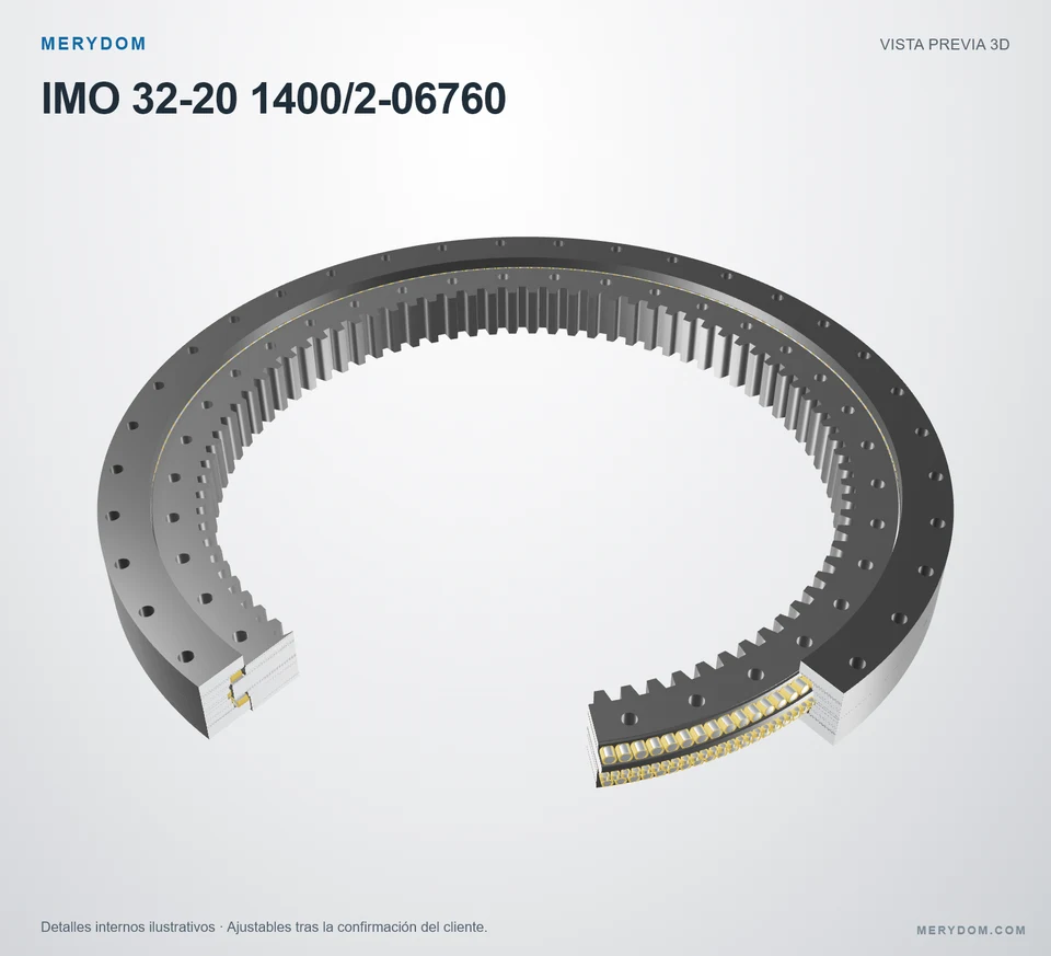 Vista previa del modelo 3D de la corona de giro de sustitución MERYDOM para IMO 32-20 1400/2-06760.